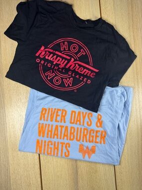 Krispy Kreme Whataburger Graphic T-Shirt Lot Mens Small Black Blue 2 Pack